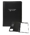 This durable and soft portfolio is made of simulated leather with Washington State University imprinted on the front cover. Inside features a business card and file pocket, dual-power calculator, pen, two-year calendar, and writing pad.