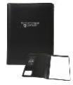 This durable and soft portfolio is made of simulated leather with Washington State University imprinted on the front cover. Inside features a business card and file pocket, dual-power calculator, pen, two-year calendar, and writing pad.