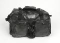 This leather weekend duffel has a permanent hard bottom and a large main compartment. Other features include two gusseted outside pockets, exterior water bottle holder (water bottle not included), padded handle wrap, and a padded shoulder strap. 